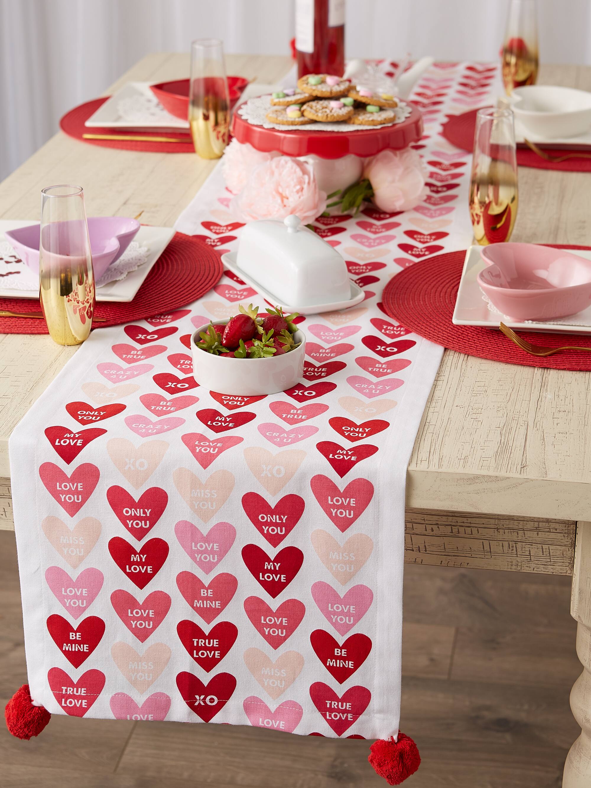 DII® 72" Conversation Hearts Print Table Runner